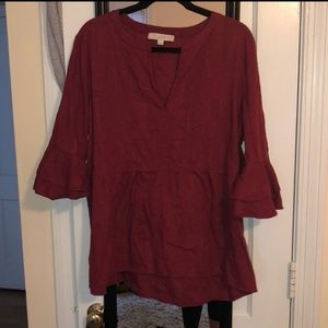 LOFT Peplum Bell Sleeve Top